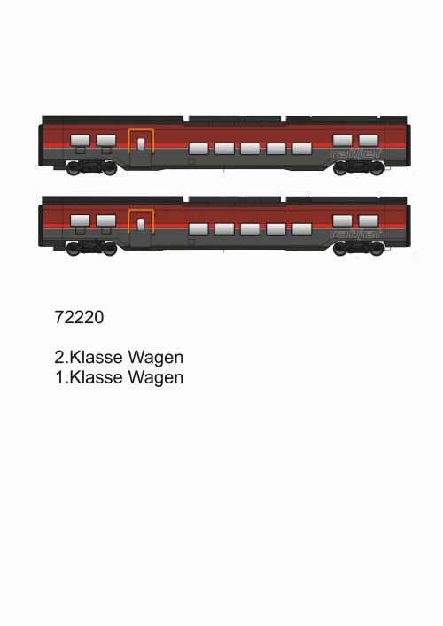 Jägerndorfer 72220 ÖBB 2-teil. Railjet 2 Set  1.Klasse- und 2.Klassew